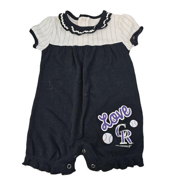 MLB Colorado Rockies Baby Girl Romper 12M Short Sleeve Logo Baseball Sports Fan - Picture 1 of 14
